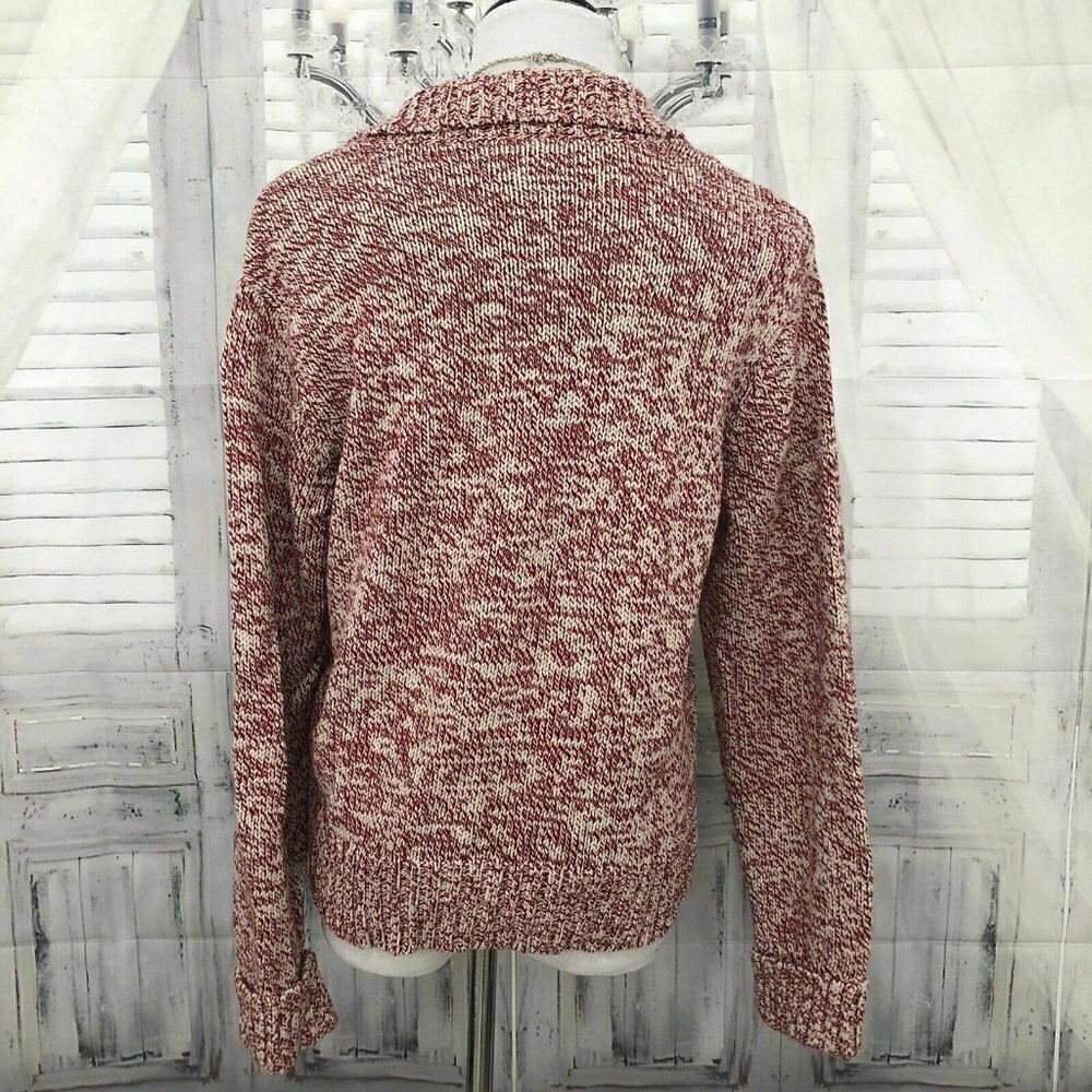 Talbots Size Medium Red Cream Button Down Cardiga… - image 2